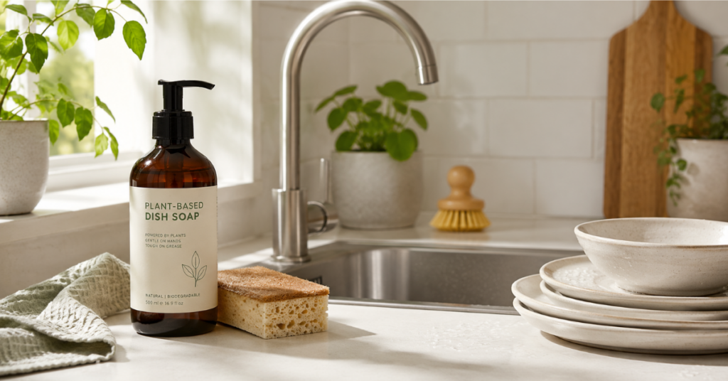 eco-friendly-dish-soap-on-kitchen-counter-beside-sink