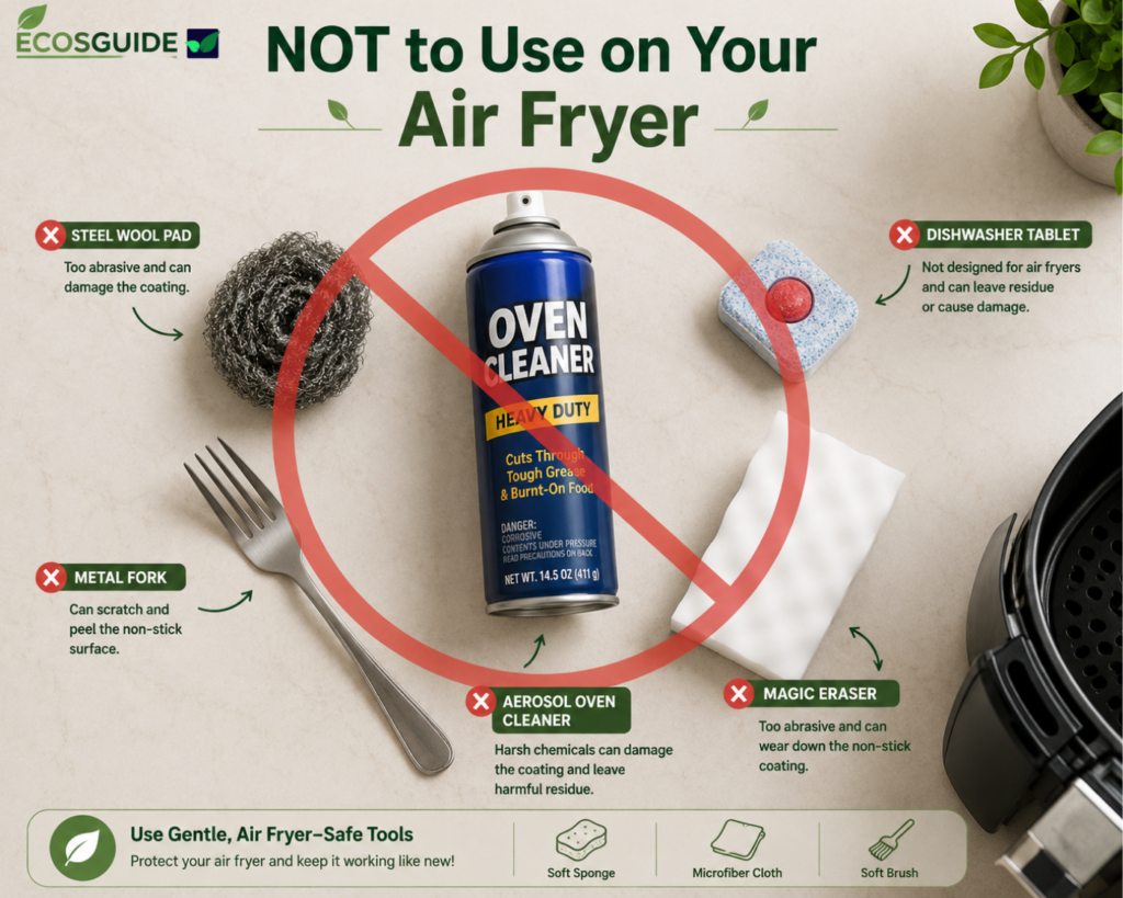 what not to use when cleaning an air fryer